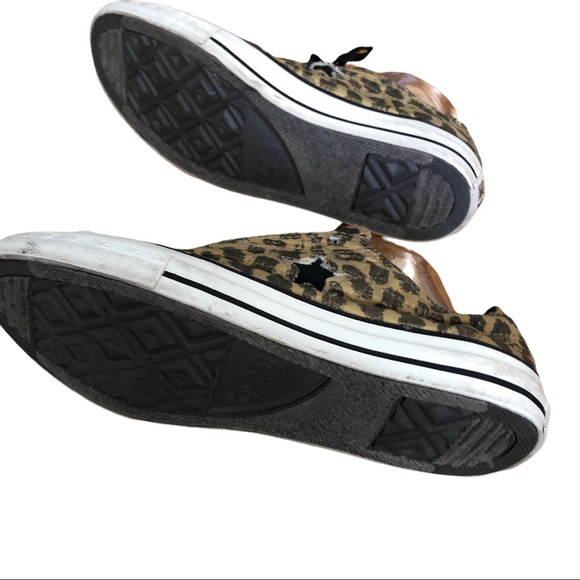 Converse One Start Cheetah Leopard Print Low Top Shoes Size 10 EUC Black & Gold - Picture 10 of 13